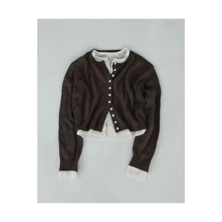 Layered Crewneck Cardigan -BROWN (62620531) anuke(アンヌーク) |  | 01
