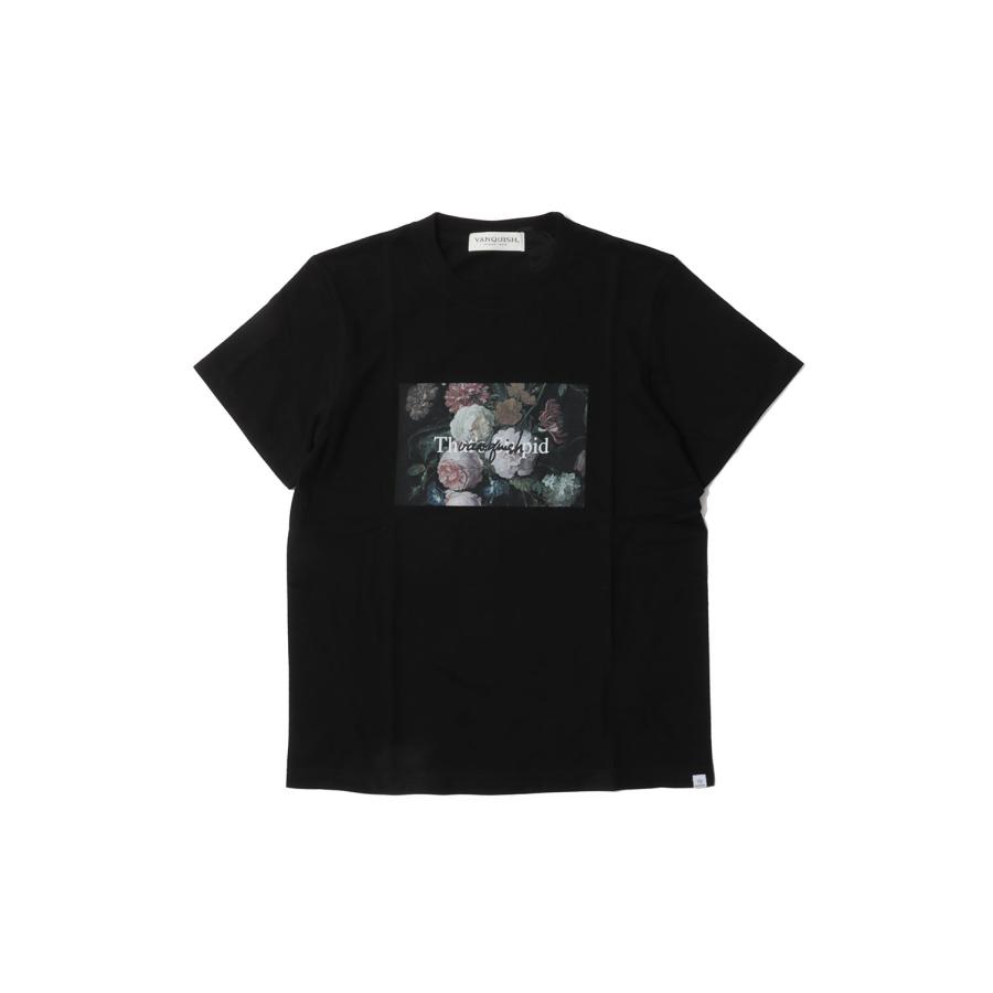 Flower Photo Message Crew Neck T Shirt -BLACK (VGC1231) Vanquish(ヴァンキッシュ) | 