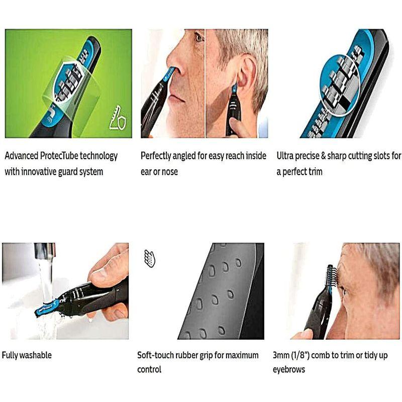 Philips Norelcoシリーズ 1000 ノーズトリマー NT1700 鼻、耳、眉毛用ヘアトリミング ProtecTubeテクノロジ Norelcoシリーズ ノーズトリマー NT1700 眉毛用ヘアトリミング ProtecTubeテクノロジ 1/8インチ