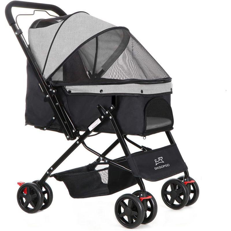SKISOPGO ペットカート 対面式 ペットバギー 小型犬多頭 中型犬 折りたたみ キャリーカート 安全装置付き 耐荷重20Kg (gra ペットカート CEG1088181082(10413円)
