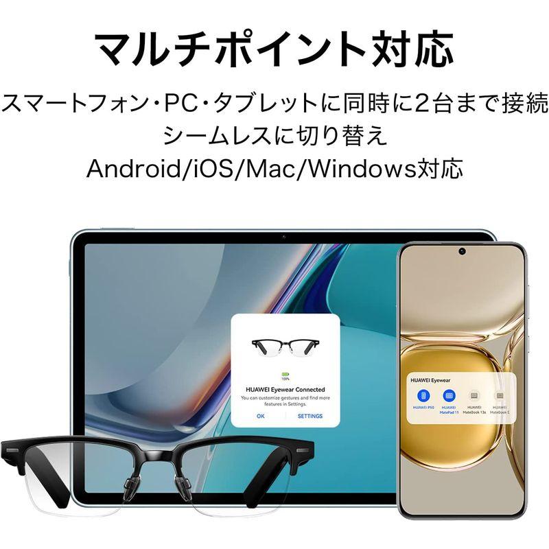 HUAWEI Eyewear ウェリントン型ハーフリム Bluetoothワイヤレススマートグラス レンズ交換可能 スマートコントロール マ スマートコントロール Eyewear ウェリントン型ハーフリム Bluetoothワイヤレススマートグラス レンズ交換可能