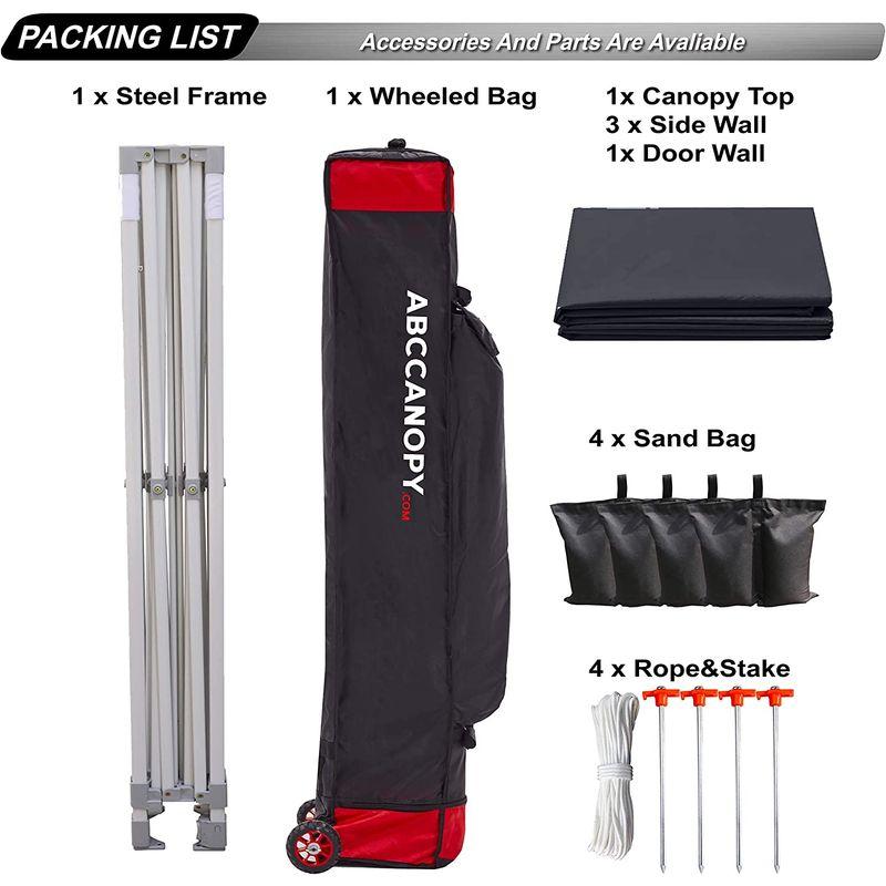 ABCCANOPY ワンタッチタープテント 屋根用ポール付き 横幕4枚