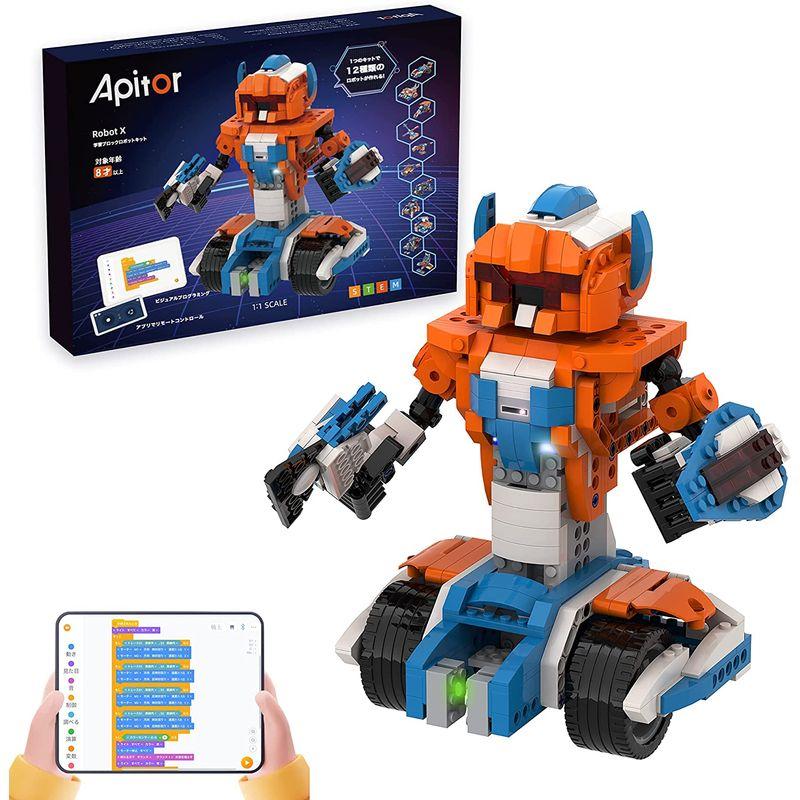 Apitor Robot X、プログラミングのおもちゃキット、STEMリモコンビルディングブロック建設ロボット、8〜12歳のお子さんのための Robot プログラミングのおもちゃキット STEMリモコンビルディングブロック建設ロボット 12歳のお子さんのための