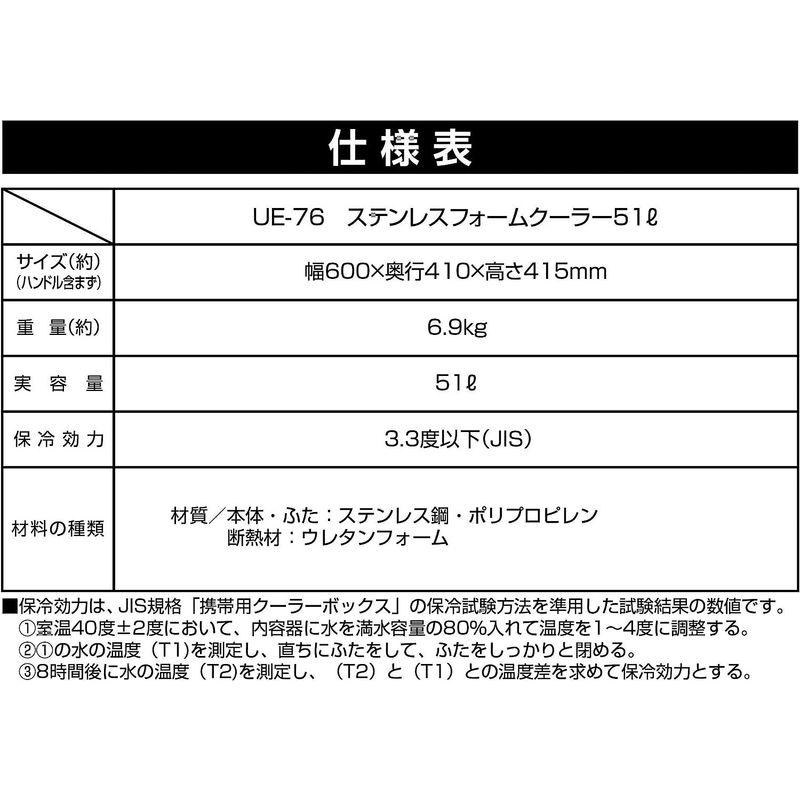 キャプテンスタッグ(CAPTAIN STAG) クーラーボックス ステンレスフォームクーラー 容量51L 水抜き栓・栓抜き付き UE-76 キャプテンスタッグ CAPTAIN STAG クーラーボックス ステンレスフォームクーラー 容量51L 水抜き栓 栓抜き付き UE サイズ