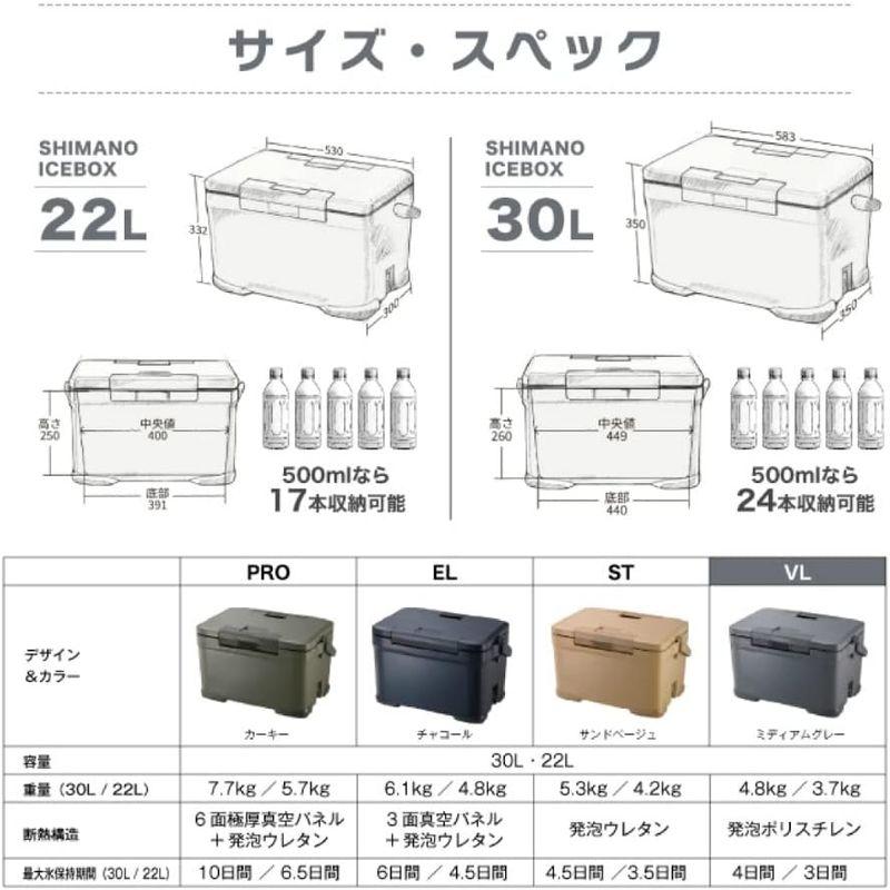 シマノ クーラーボックス 22L アイスボックスVL ICEBOX VL 22L NX-422V Mグレー 01 Mグレー 22L 22L Mグレー サイズ 寸法 シマノ クーラーボックス アイスボックスVL ICEBOX VL NX 422V 単位