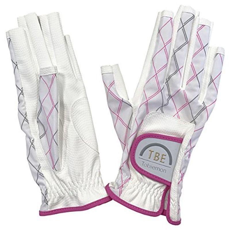 人気top Tobiemon トビエモン ゴルフグローブ レディース ストレッチグローブ ゴルフ用 両手用 ホワイトピ