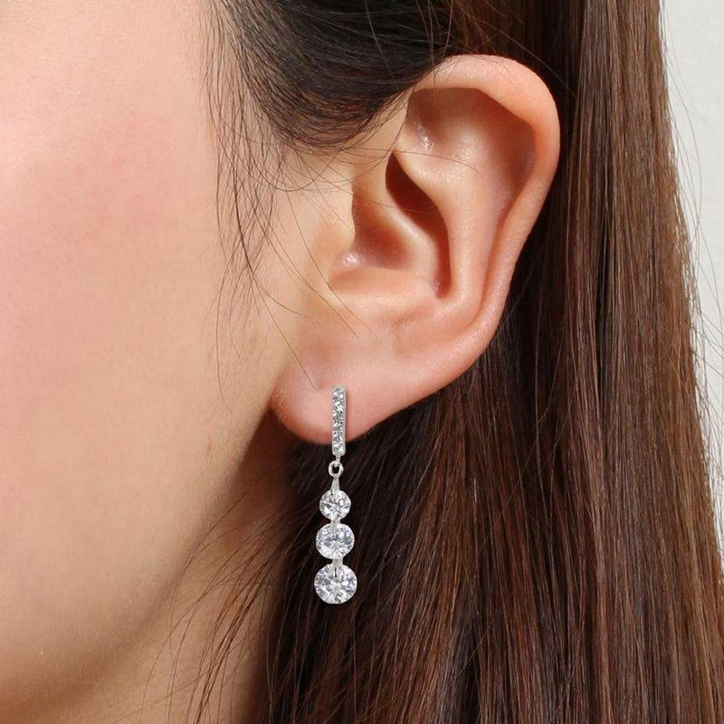 Gift from New York ピアス レディース プラチナ 加工 揺れるピアス 3連 ロングピアス シルバー925 金属アレルギー対 Gift from New York cm ピアス レディース プラチナ 加工 揺れるピアス 3連 ロングピアス シルバー925 金属アレルギー対