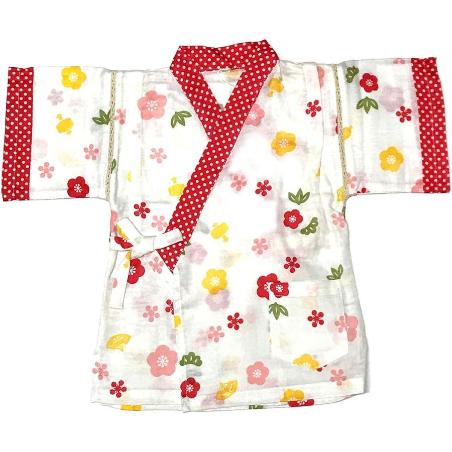 甚平 女の子 じんべい 子供 上下セット かわいい 花柄 赤 ふわさら 2点セット 女児 ガールズ 夏 作務衣 和風 和柄 松竹梅 100 誕生日プレゼント