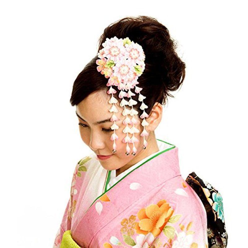 つまみ細工 髪飾り ピンク 和装小物 菊 かんざし ピンク 成人式 レディースファッション 振袖 袴 浴衣 着物 和装 簪 髪型 Deep Sea Mermaid