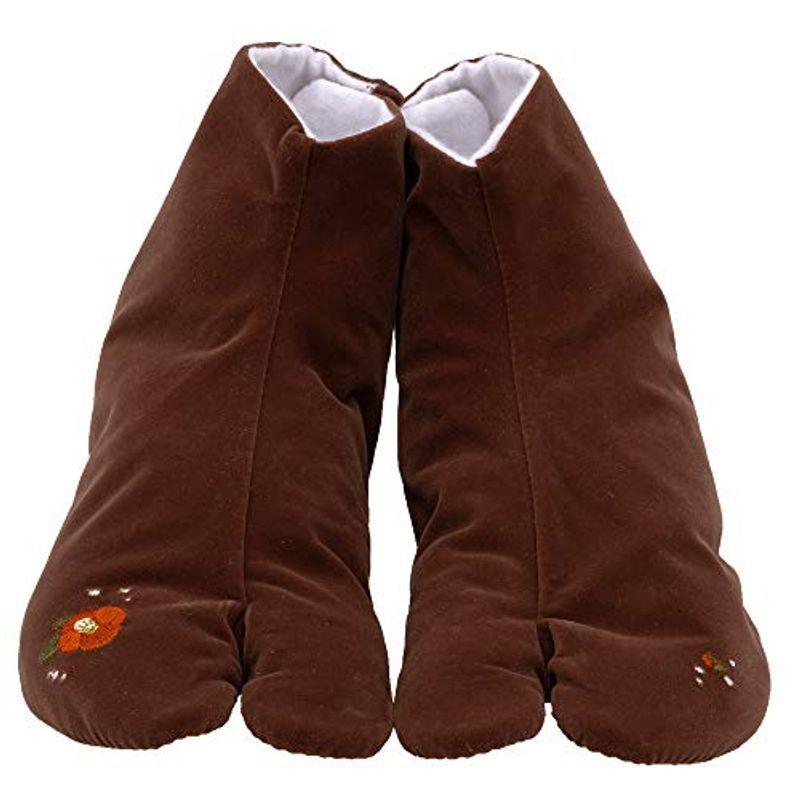 レディースファッション 西日本産 ソウビエン 足袋 レディース 4枚コハゼ 別珍 刺繍 ブラウン 椿 振袖 袴 和装 成人式 訪問着 日本製 24 5cm Tabi355 Lrnqxdp1zw Startuup Fr