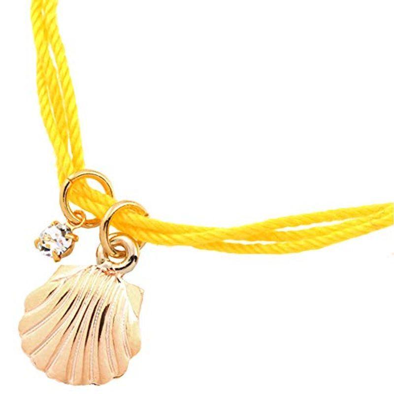 ジュエリーショップエム シェル(ホタテ貝) コットン紐ブレスレット ニッケルフリー htt09 仕様シェルブレス 紐レッド