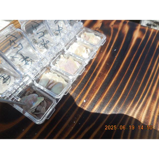 夜光貝３ｍｍ×３ｍｍ〜１０ｍｍ×１０ｍｍの夜光貝真珠層薄チップ面積A5サイズ |  | 02