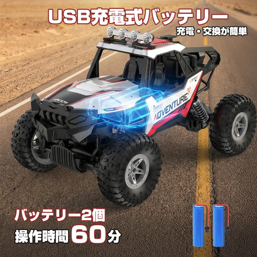 DEERC ラジコンカー 1/16 4WD 四輪駆動 操作時間60分 LEDライト