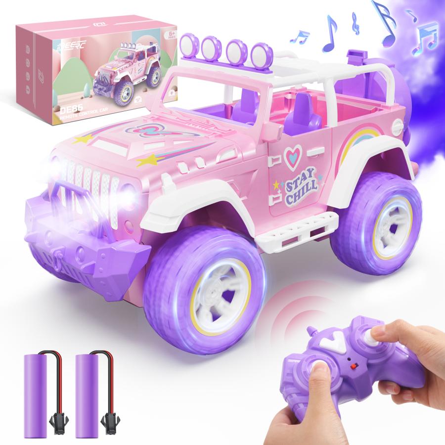 DE86-P ラジコンカー こども向け おもちゃ 1/16 オフロード ジープ RCカー スプレー機能 耐衝撃 トリム機能 操作時間50分 2.4GHz 滑り止めタイヤ（Yahoo!・DEERCヤフー店）