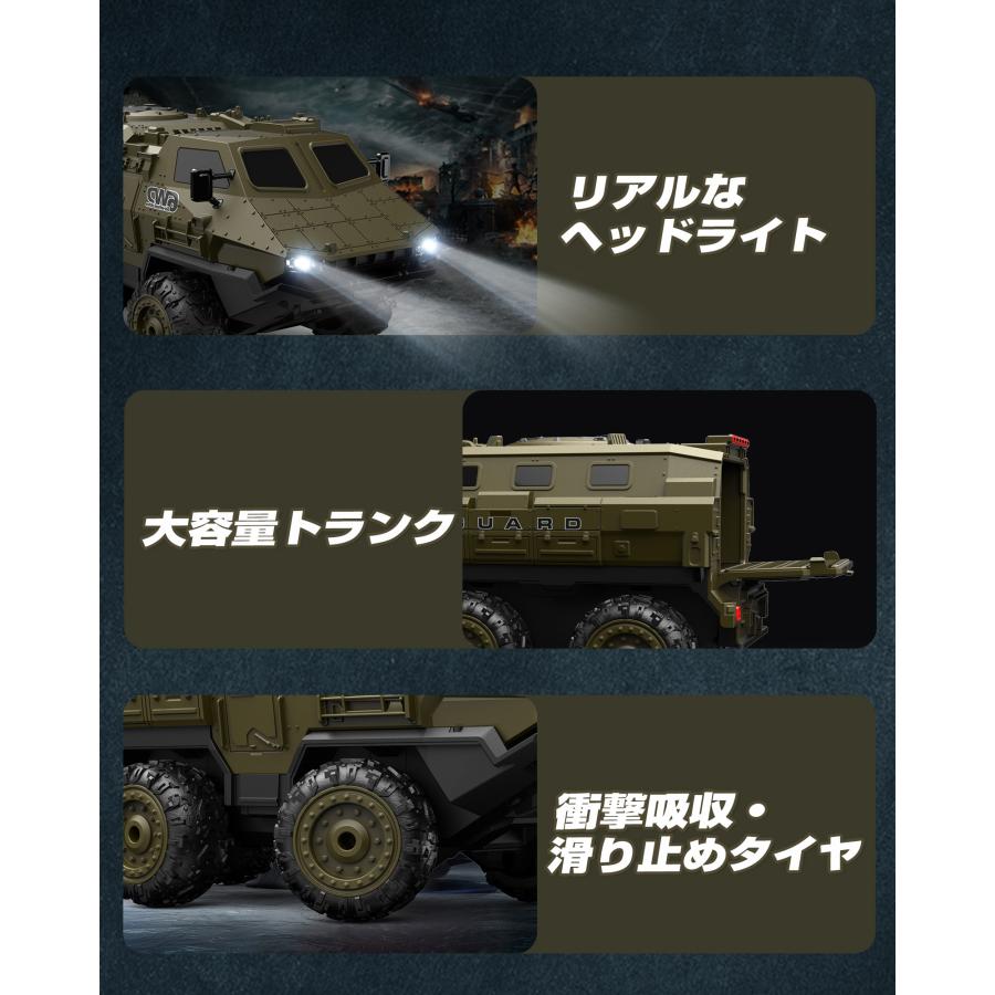 DEERC ラジコン ラジコンカー ミリタリー 装甲車 6WD RTR 全地形対応 滑り止めタイヤ  360°回転 無段階制御 全方位走行 1/16スケール 2.4GHz プレゼント 9510 | DEERC | 03