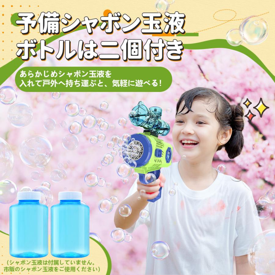 シャボン玉 電動 おもちゃ バブルガン 12穴 予備シャボン玉液ボトル2個