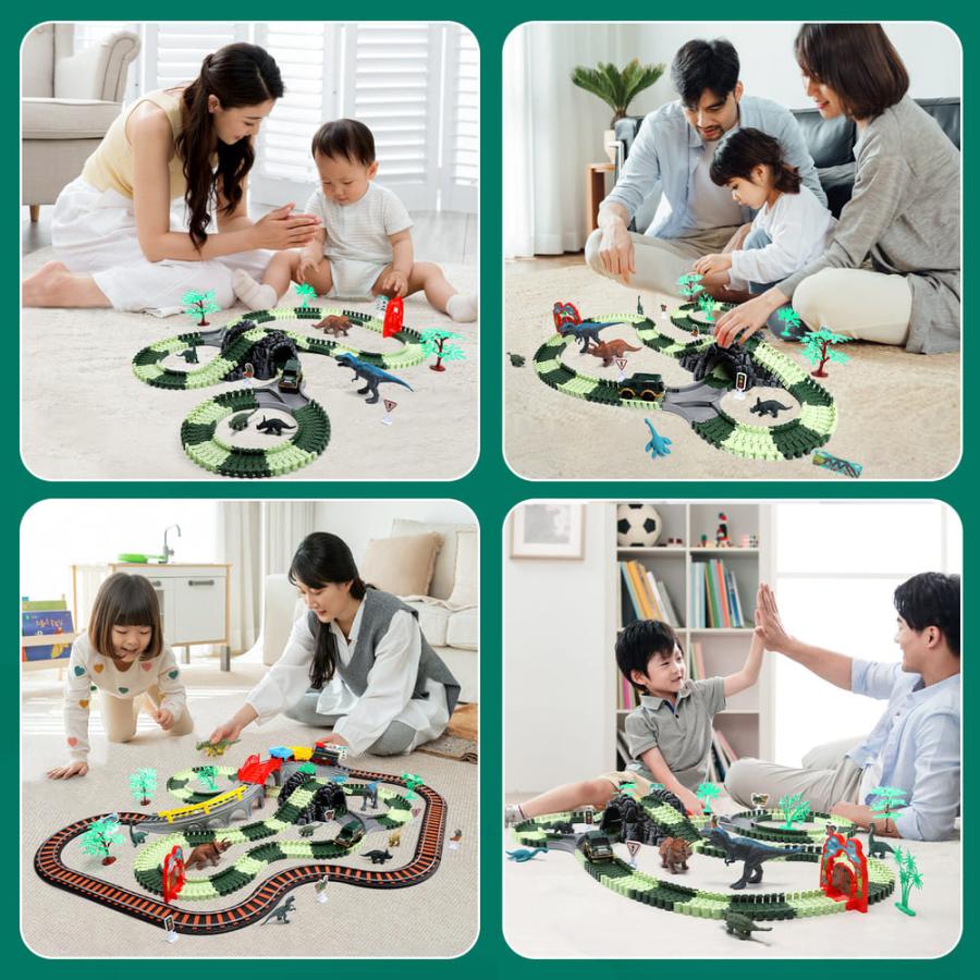 HOLYFUN 恐竜 おもちゃ 知育玩具 レールセット 大冒険  組み立て おもちゃ ミニカー 電車 電動車両付き 音効果 鉄道玩具  女の子 男の子 子供 誕生日プレゼント |  | 06