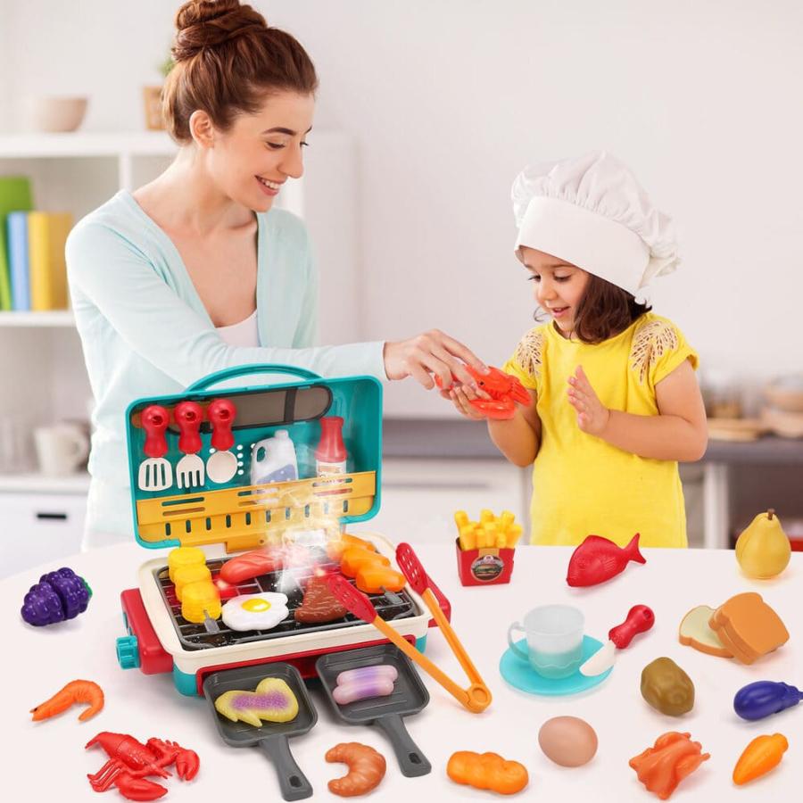 おままごとセット HOLYFUN おままごと バーベキュー おもちゃ 知育玩具 食材 43点セット ままごと 調理器具セット ごっこ遊び 切る ...