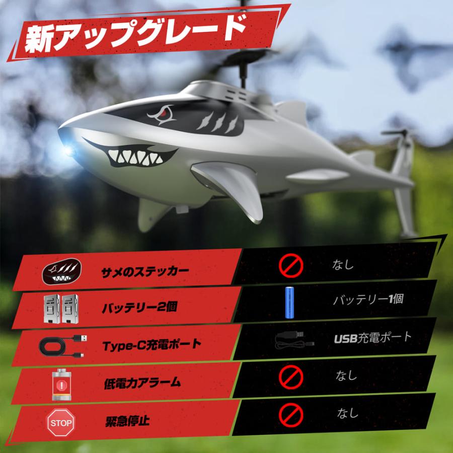 DEERC ヘリコプター ラジコン ヘリ 子供向け 室内 屋外 サメ おもちゃ