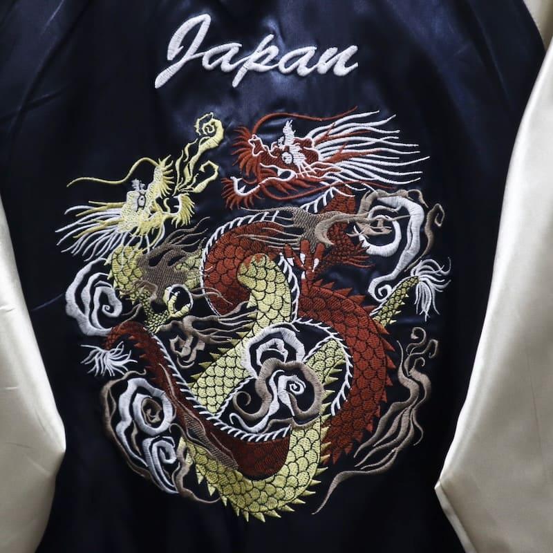 送料無料 大きいサイズ メンズ スカジャン 龍 竜 双龍 ツイン ドラゴン