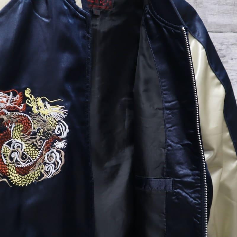 送料無料 大きいサイズ メンズ スカジャン 龍 竜 双龍 ツイン ドラゴン