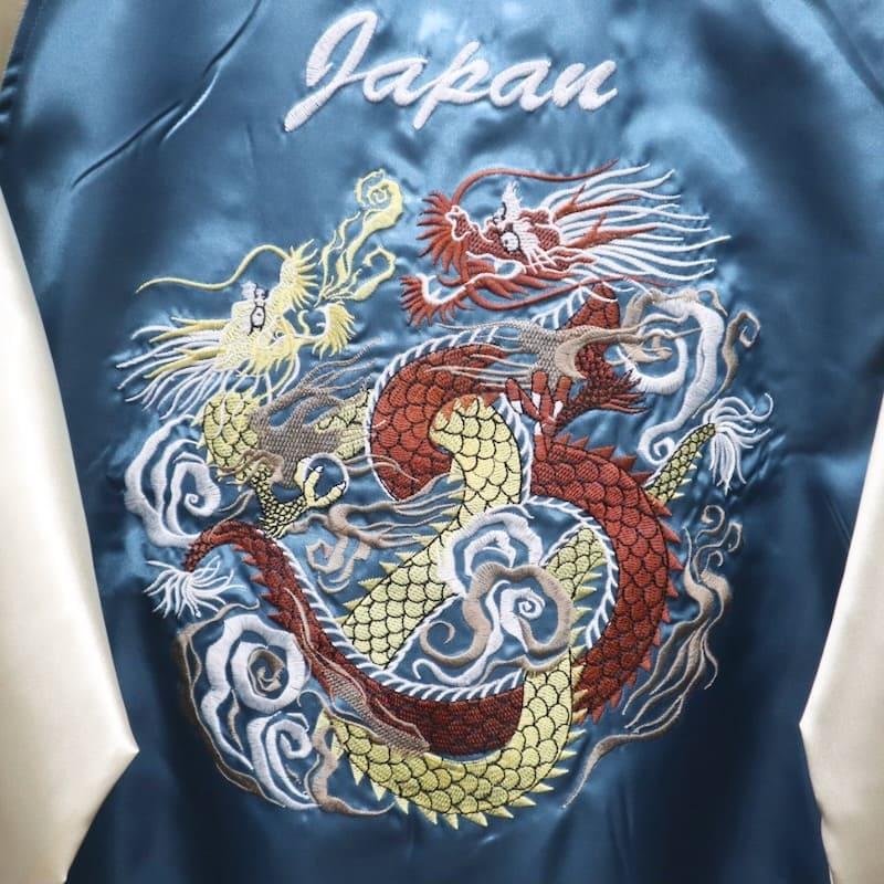 送料無料 大きいサイズ メンズ スカジャン 龍 竜 双龍 ツイン ドラゴン
