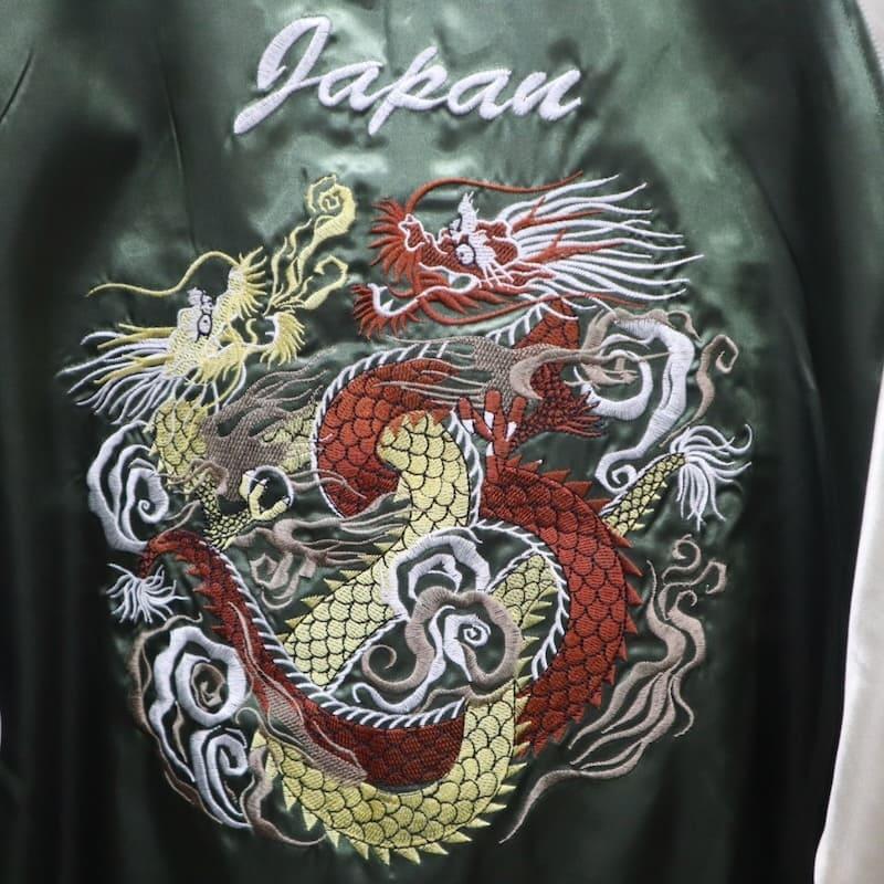 送料無料 大きいサイズ メンズ スカジャン 龍 竜 双龍 ツイン ドラゴン
