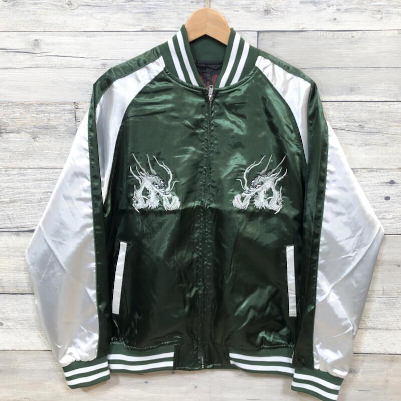 大人気定番商品送料無料 メンズ スカジャン 緑 和柄 JAPAN ブルゾン