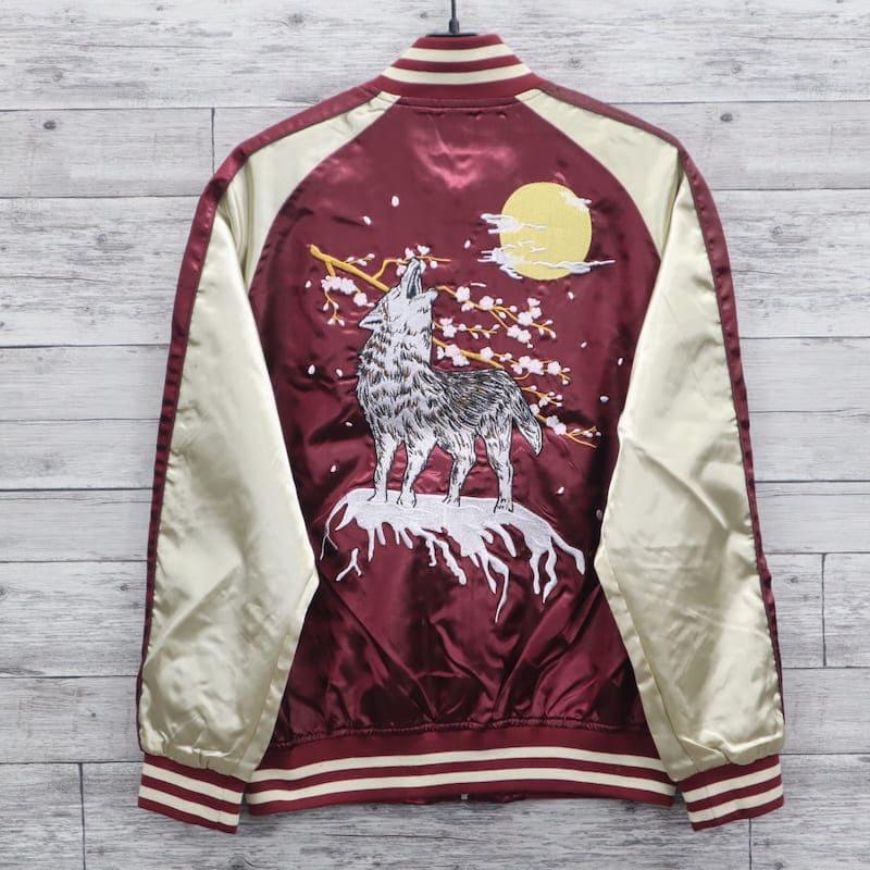 送料無料 メンズ スカジャン 銀狼 狼 シルバーウルフ ウルフ 和柄