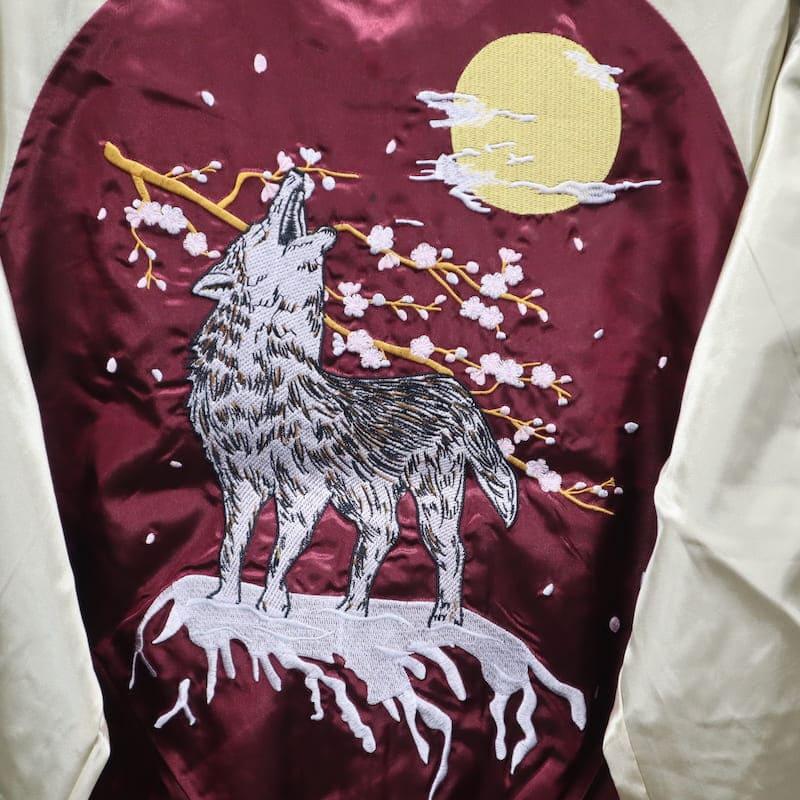 送料無料 メンズ スカジャン 銀狼 狼 シルバーウルフ ウルフ 和柄