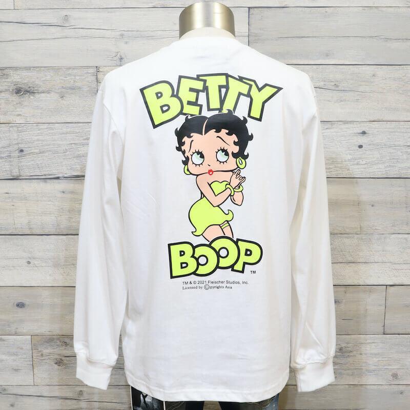 送料無料 メンズ ベティ・ブープ BETTY BOOP 長袖 Tシャツ 長袖Tシャツ ロンＴ ネオンカラー プリント ユニセックス レディース 白 ホワイト イエロー｜def-store｜09