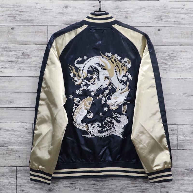 送料無料 メンズ スカジャン ブルゾン アウター ジャケット 龍 竜 鯉