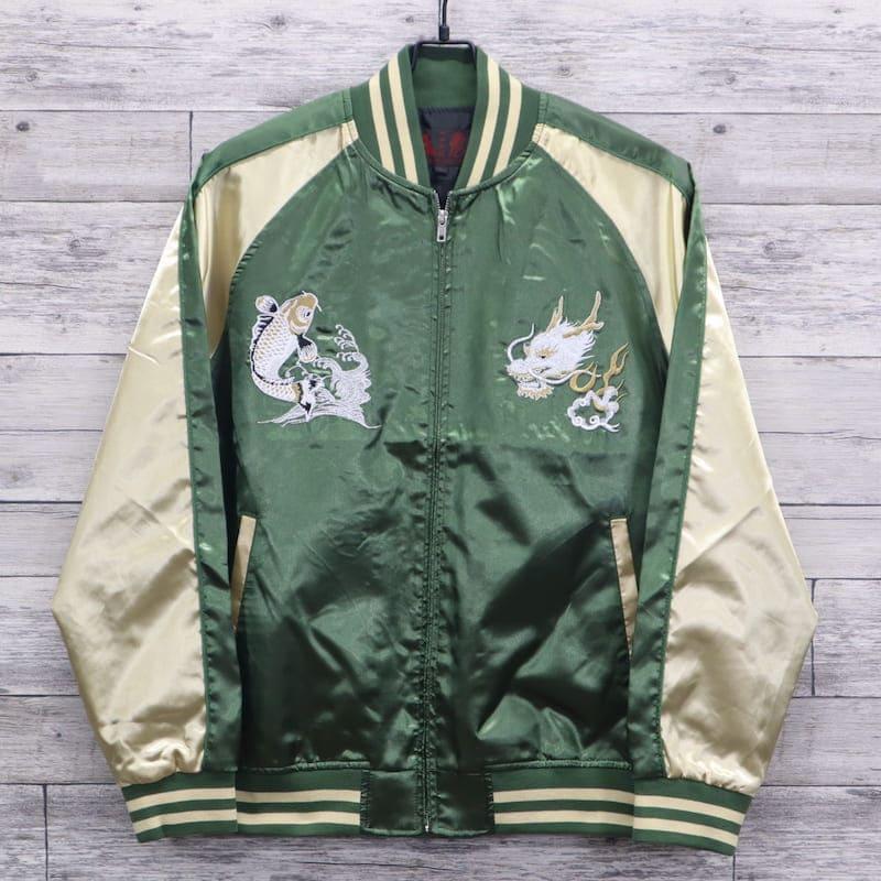 送料無料 メンズ スカジャン ブルゾン アウター ジャケット 龍 竜 鯉
