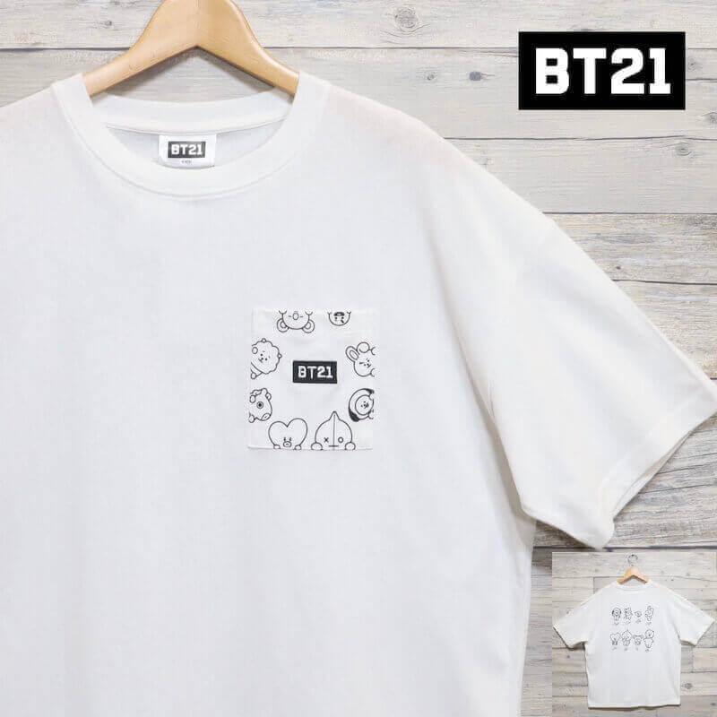 送料無料 Bt21 Bts 半袖 Tシャツ ティーシャツ 半袖tシャツ ポケット プリント イラスト 公式 グッズ Line キャラクター 韓国 Kpop レディース 白 Def Store 通販 Yahoo ショッピング