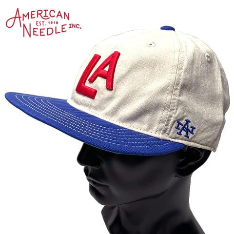 American Needle ストライプ ベースボールキャップ AMERICAN NEEDLE】ベースボールロゴストレートキャップ