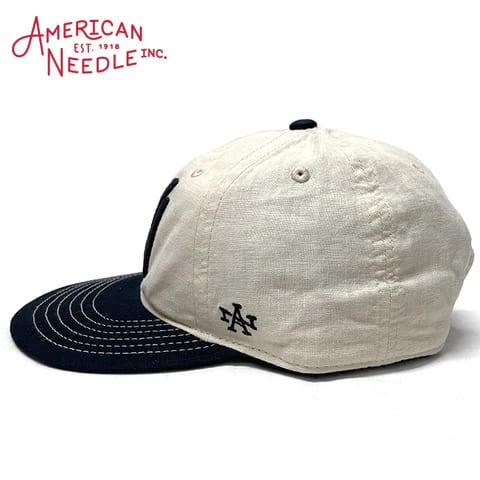 American Needle ストライプ ベースボールキャップ AMERICAN NEEDLE】ベースボールロゴストレートキャップ