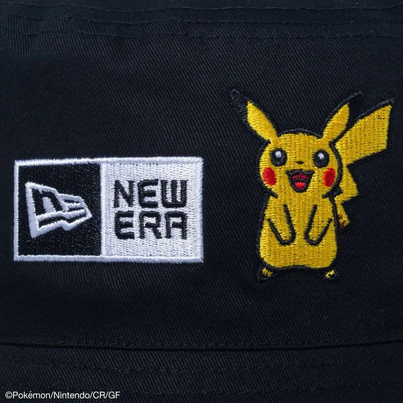 ニューエラ　ポケモン ピカチュウ　バケットハット 帽子　黒 刺繍　L/XL NEW ERA NEWERA ニューエラ ポケモン コラボ バケットハット