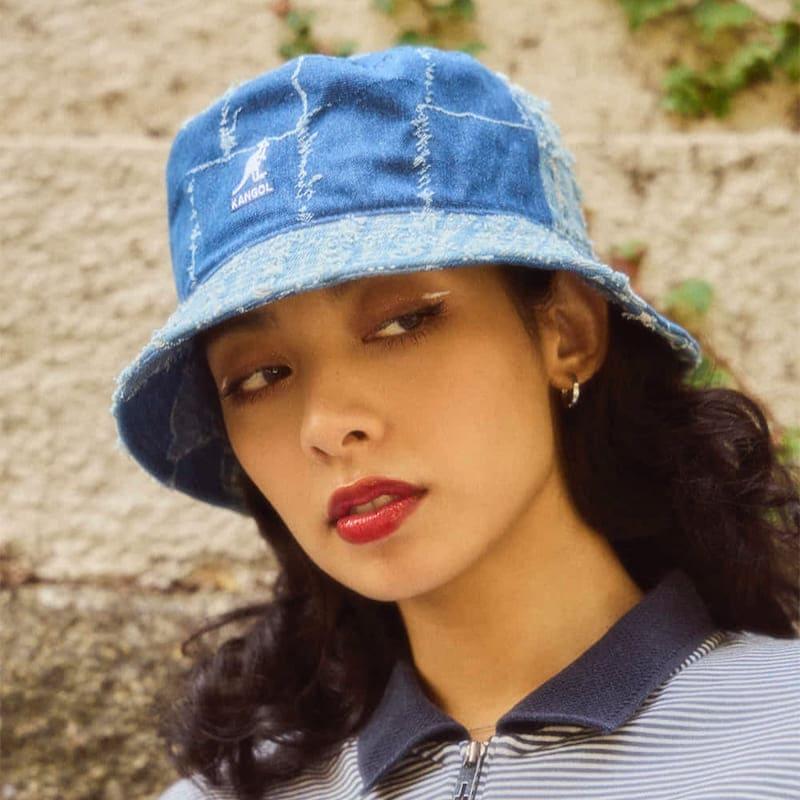 XL 美品 KANGOL バケットハット パッチワーク デニム インディゴブルー XL 美品 KANGOL バケットハット パッチワーク デニム インディゴ