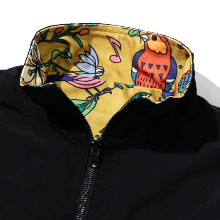 ゴースローキャラバン 総柄 ナイロンパーカー 裏フリース付