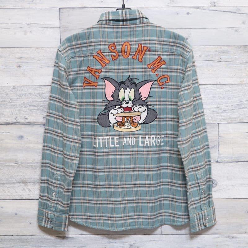 【送料無料】メンズ トムとジェリー VANSON バンソン コラボ 長袖 シャツ チェックネルシャツ  刺繍 ワッペン レディース ユニセックス キャラクター グッズ Tom＆jerry トムジェリ ブルー グリーン レッド VANSON（バンソン） 長袖 シャツ チェックネルシャツ トムとジェリー