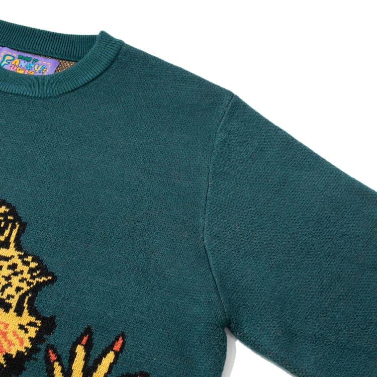 【送料無料】ゴースローキャラバン go slow caravan フトアゴヒゲトカゲ ジャガード ニット セーター 長袖 フトアゴ トカゲ ユニセックス メンズ レディース サックス ブルーグリーン go slow caravan（ゴースローキャラバン） セーター 長袖 フトアゴヒゲ