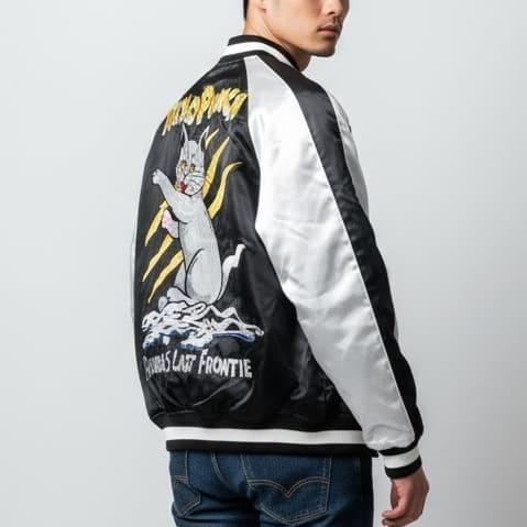 朧 送料無料 メンズ スカジャン ブルゾン アウター ジャケット 猫 ネコ