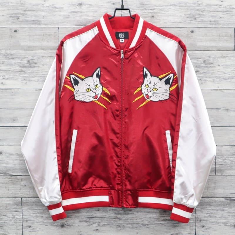 【送料無料】 メンズ スカジャン 朧 ブルゾン アウター ジャケット 猫 ネコ ねこ 猫パンチ アメカジ 和柄 日本 JAPAN ジャパン 刺繍 和柄 スーベニアジャケット Japanesesouvenir 横須賀 ユニセックス レディース 赤 レッド ブルーグリーン 黒 ブラック 朧 送料無料 メンズ スカジャン ブルゾン アウター ジャケット 猫 ネコ