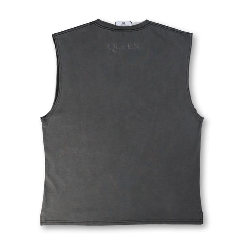 タンクトップ　ノースリーブトップス　ヒスガール風　女性　黒　3L　2XL　古着 送料無料 メンズ QUEEN クイーン ノースリーブ トップス ロゴ プリント