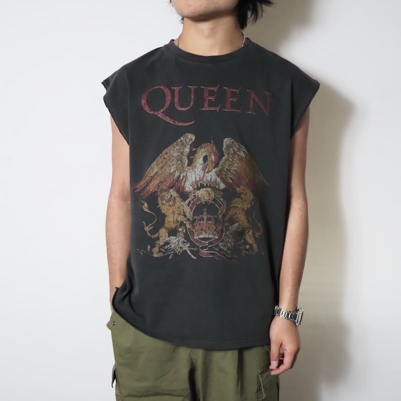 送料無料 メンズ QUEEN クイーン ノースリーブ トップス ロゴ プリント