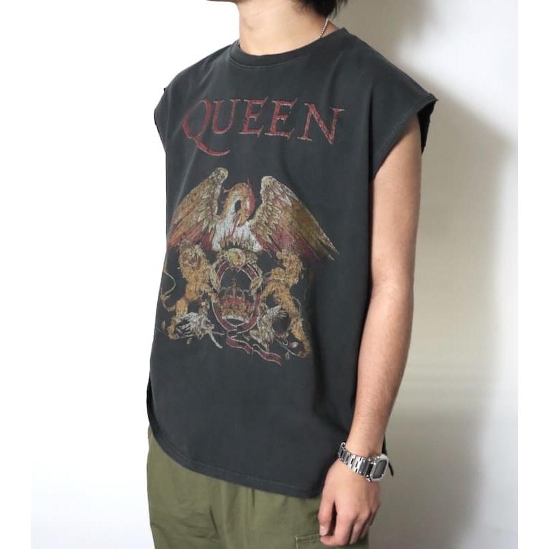送料無料 メンズ QUEEN クイーン ノースリーブ トップス ロゴ プリント