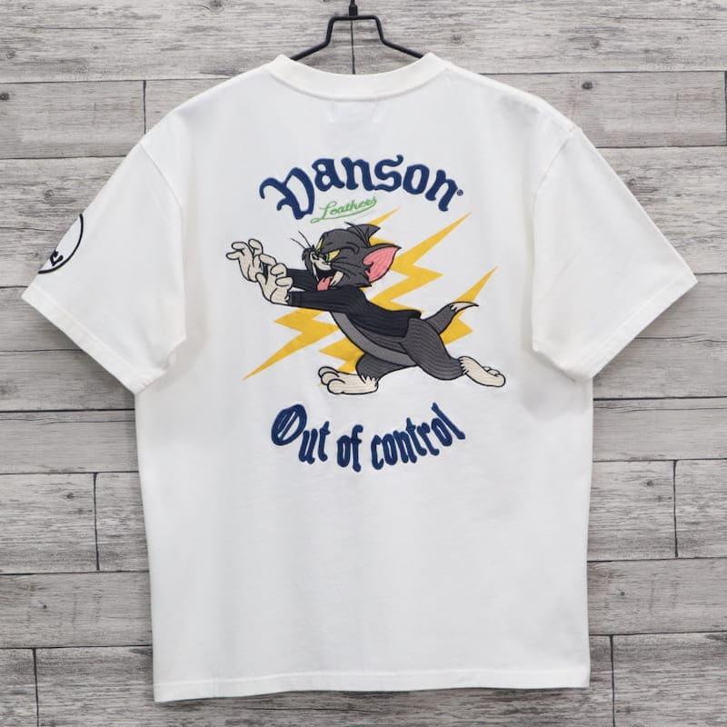 き*味様 VANSON×TOM&JERRY コラボシャツ　刺繍 VANSON（バンソン） 送料無料 メンズ トムとジェリー コラボ 半袖 T