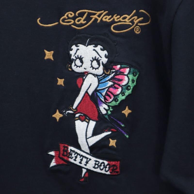 ■新品未使用　エドハーディー ✖︎BETTYBOOPのSPコラボ　長袖Tm Ed Hardy（エド・ハーディー） 送料無料 メンズ ベティ・ブープ コラボ