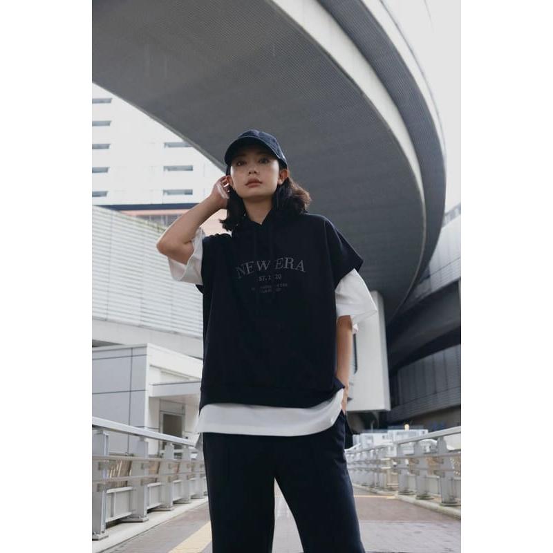 NEWERA ニューエラ 正規品 レディース フレンチスリーブ 半袖 パーカー フーディー プルパーカー 裏毛 スウェット ウィメンズ 女性用 アイボリー 黒 ブラック 14392402 14392403 NEW ERA（ニューエラ） 正規品 レディース フレンチスリーブ 半袖