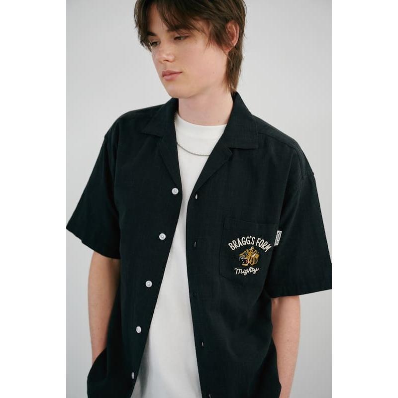 送料無料 メンズ 半袖 シャツ 半袖シャツ 開襟 オープンカラー 虎 トラ